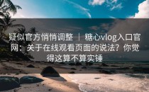 疑似官方悄悄调整 ｜ 糖心vlog入口官网：关于在线观看页面的说法？你觉得这算不算实锤