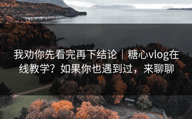 我劝你先看完再下结论｜糖心vlog在线教学？如果你也遇到过，来聊聊  第1张